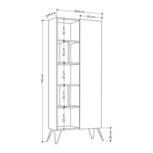 Βιβλιοθήκη Jedda  χρώμα λευκό - sapphire oak 80,6x29,6x191εκ.