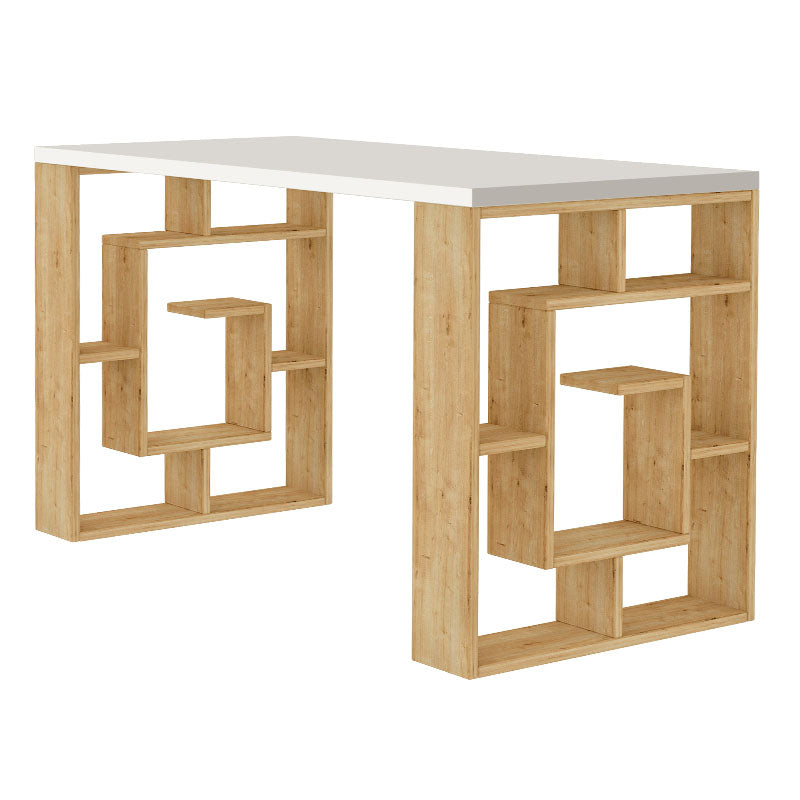 Γραφείο εργασίας Labirent  χρώμα sapphire oak - λευκό 140x60x75εκ