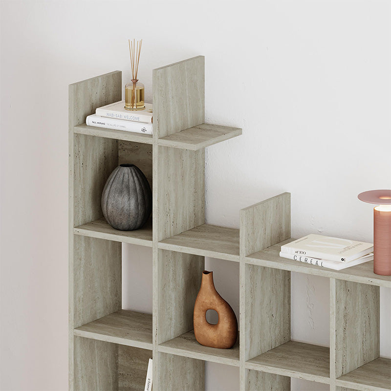 Βιβλιοθήκη Manco  χρώμα neo travertine 122x25,5x188εκ.