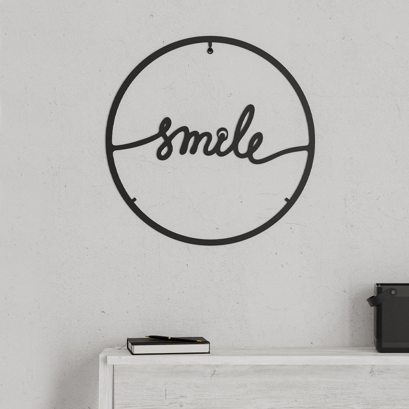 Διακοσμητικό τοίχου Smile  μεταλλικό χρώμα μαύρο 45x2x45εκ.