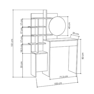 Τουαλέτα με καθρέπτη Mup  χρώμα λευκό - sapphire oak 105x35x151εκ.