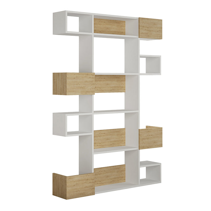 Βιβλιοθήκη Niho  χρώμα λευκό - sapphire oak 120x25,3x171εκ.