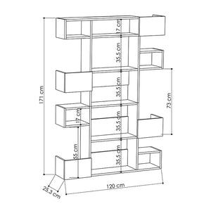 Βιβλιοθήκη Niho  χρώμα λευκό - sapphire oak 120x25,3x171εκ.