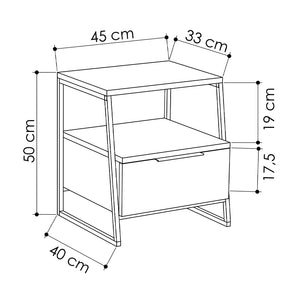 Κομοδίνο Pal  χρώμα ανθρακί 45x40x50εκ. - Pakobazaar