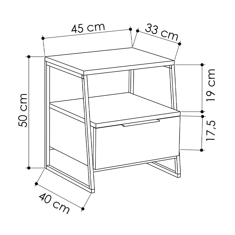 Κομοδίνο Pal  χρώμα sapphire oak 45x40x50εκ.