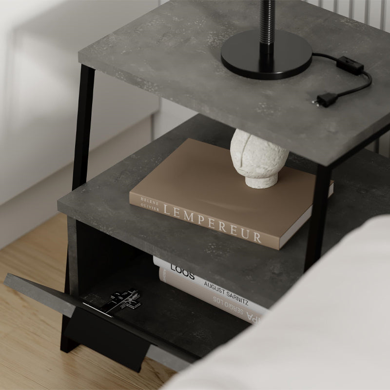 Κομοδίνο Pal  χρώμα γκρι ρετρό 45x40x50εκ.