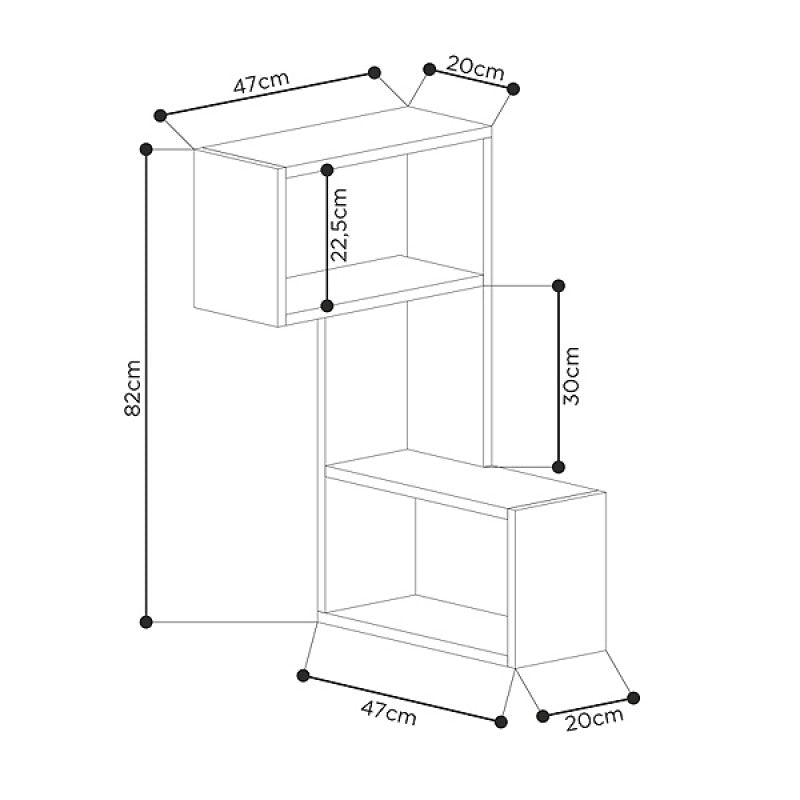 Ραφιέρα τοίχου γωνιακή Part  χρώμα ανθρακί 47x20x82εκ.