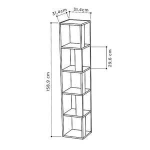 Βιβλιοθήκη γωνιακή Piano  χρώμα γκρι ρετρό 31,4x31,4x158,9εκ. - Pakobazaar