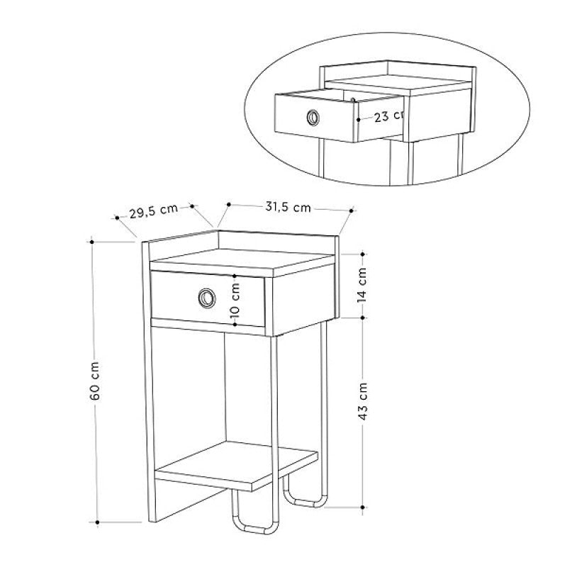 Κομοδίνο Sirius  αριστερό χρώμα sapphire oak 32x30x61εκ.