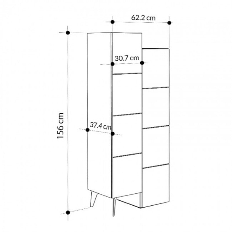 Ντουλάπι κουζίνας/μπάνιου - Παπουτσοθήκη Stair  χρώμα sapphire oak 62,2x37,4x156εκ.