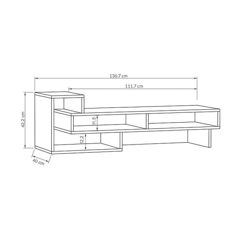 Έπιπλο τηλεόρασης Tetra  χρώμα sapphire oak 136,7x40x42εκ.
