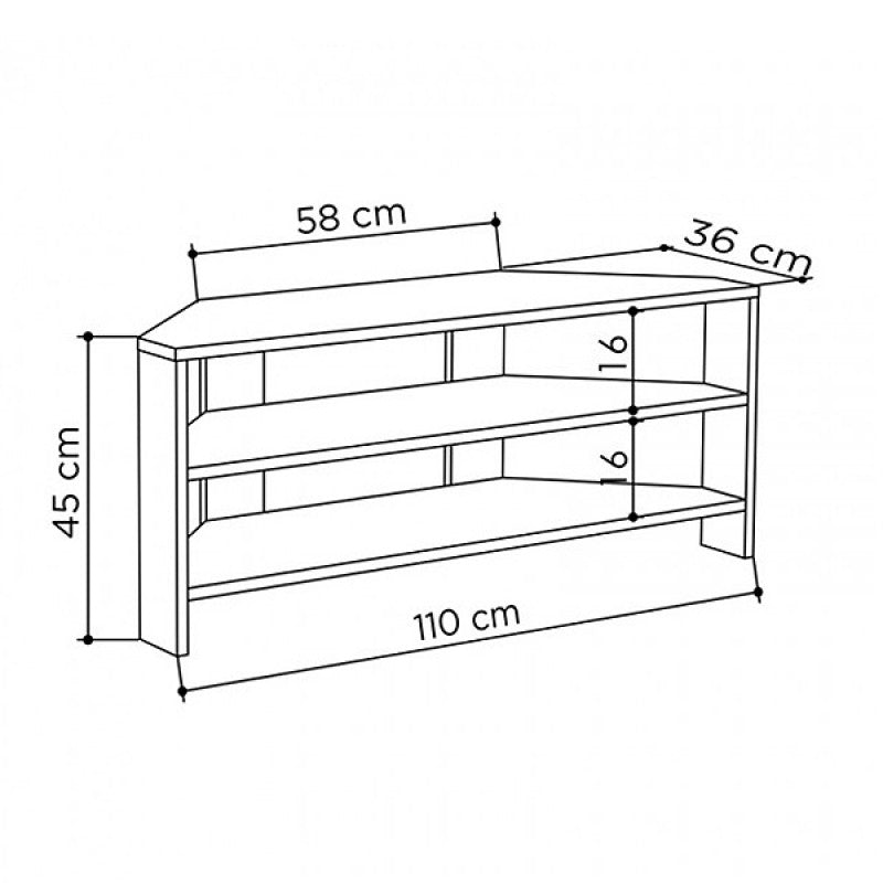 Έπιπλο τηλεόρασης γωνιακό Thales  χρώμα λευκό 110x36x45εκ.
