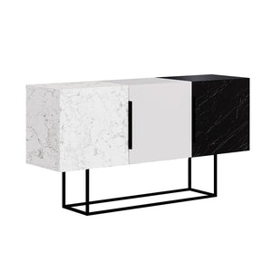 Μπουφές Tontini  χρώμα λευκό - μαύρο εφέ μαρμάρου 150x42x79,5εκ.