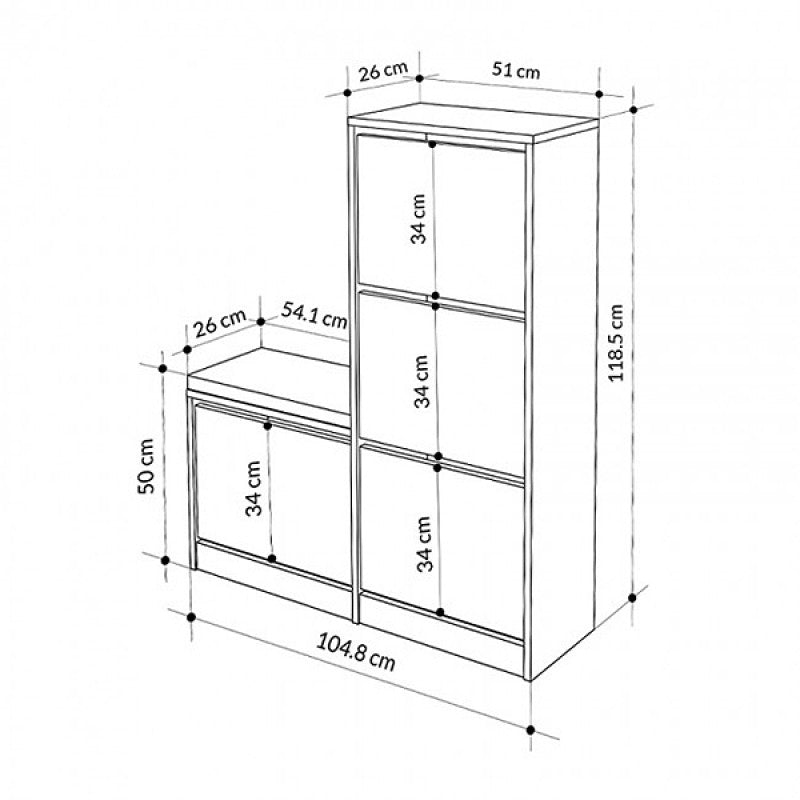 Παπουτσοθήκη Dude  χρώμα ανοιχτό καρυδί 104,8x26x118,5εκ. - Pakobazaar