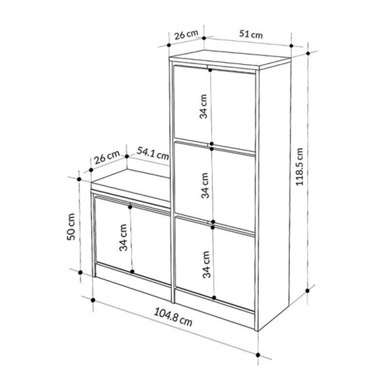 Παπουτσοθήκη Dude  χρώμα sandstone 104,8x26x118,5εκ. - Pakobazaar