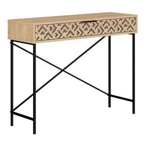 Κονσόλα Heaton  μεταλλική - μελαμίνης χρώμα sapphire oak 110x35,6x90εκ.