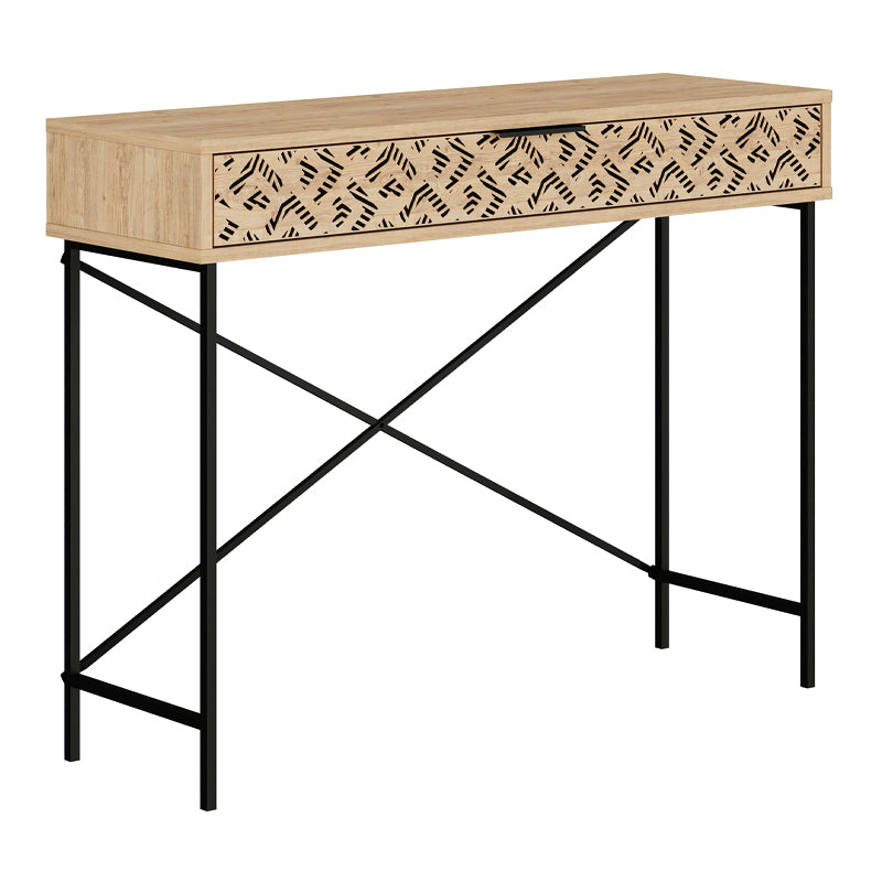Κονσόλα Heaton  μεταλλική - μελαμίνης χρώμα sapphire oak 110x35,6x90εκ.