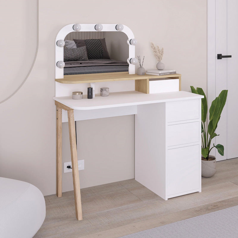 Τουαλέτα με καθρέπτη Avien  με LED χρώμα λευκό - sapphire oak 105x51,1x131εκ.