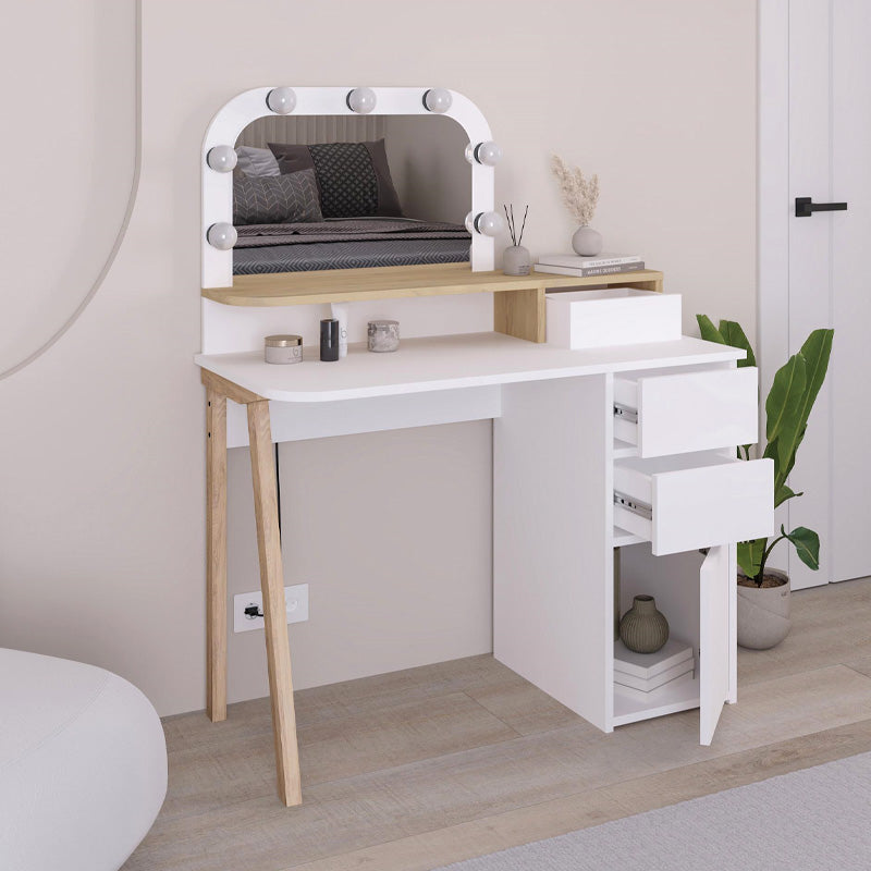 Τουαλέτα με καθρέπτη Avien  με LED χρώμα λευκό - sapphire oak 105x51,1x131εκ.