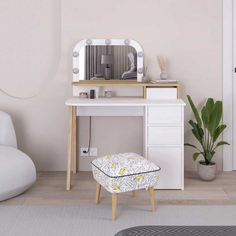 Τουαλέτα με καθρέπτη Avien  με LED χρώμα λευκό - sapphire oak 105x51,1x131εκ.