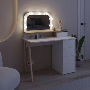 Τουαλέτα με καθρέπτη Avien  με LED χρώμα λευκό - sapphire oak 105x51,1x131εκ.