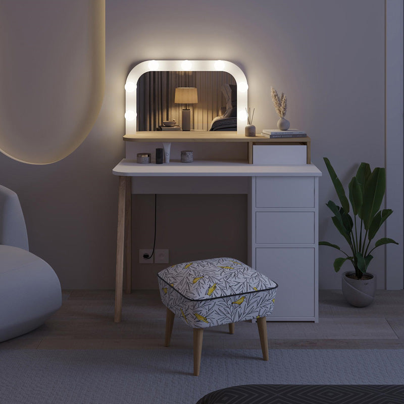 Τουαλέτα με καθρέπτη Avien  με LED χρώμα λευκό - sapphire oak 105x51,1x131εκ.