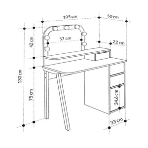 Τουαλέτα με καθρέπτη Avien  με LED χρώμα λευκό - sapphire oak 105x51,1x131εκ.
