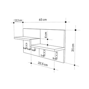 Κρεμάστρα τοίχου Harmon  χρώμα sapphire oak - λευκό 65x15x31εκ.