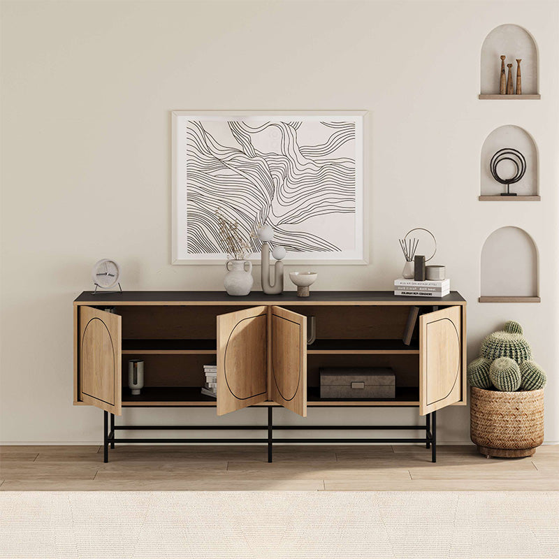Μπουφές Joji  χρώμα sapphire oak - silky black 186,8x40x77,6εκ.