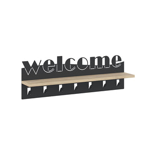 Κρεμάστρα τοίχου Welcome  χρώμα μαύρο - sapphire oak 86x15,2x29εκ.