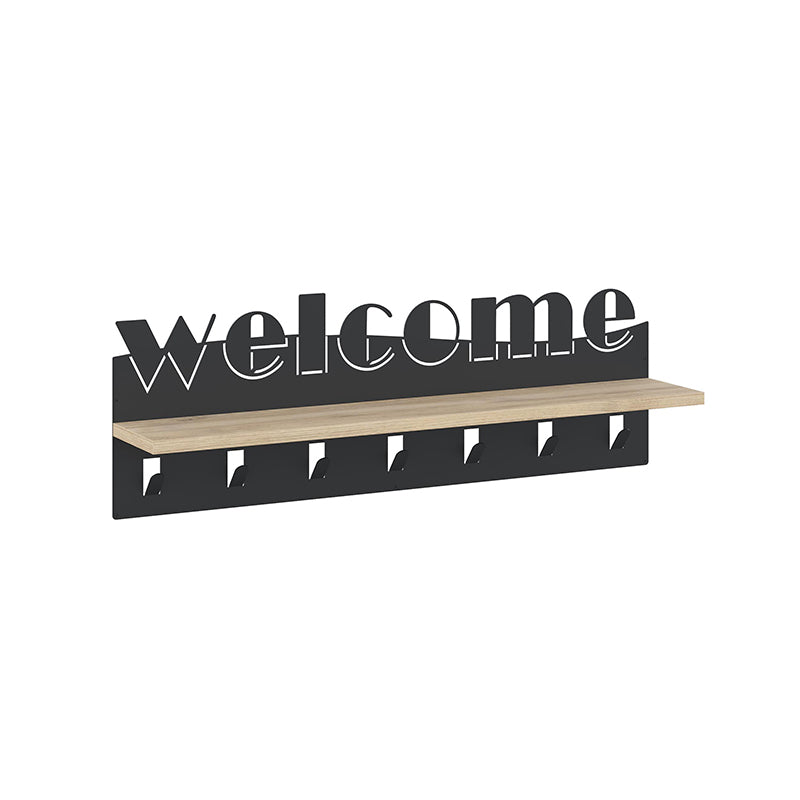 Κρεμάστρα τοίχου Welcome  χρώμα μαύρο - sapphire oak 86x15,2x29εκ.