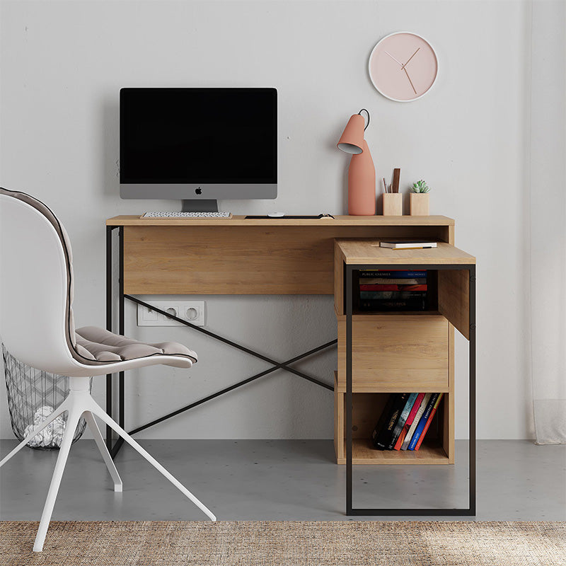 Γραφείο εργασίας πολυμορφικό Badau  χρώμα sapphire oak 110x37,2x77εκ.