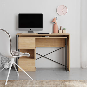 Γραφείο εργασίας πολυμορφικό Badau  χρώμα sapphire oak 110x37,2x77εκ.