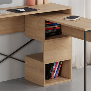 Γραφείο εργασίας πολυμορφικό Badau  χρώμα sapphire oak 110x37,2x77εκ.
