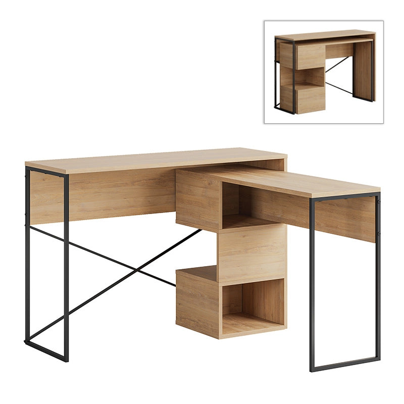 Γραφείο εργασίας πολυμορφικό Badau  χρώμα sapphire oak 110x37,2x77εκ.