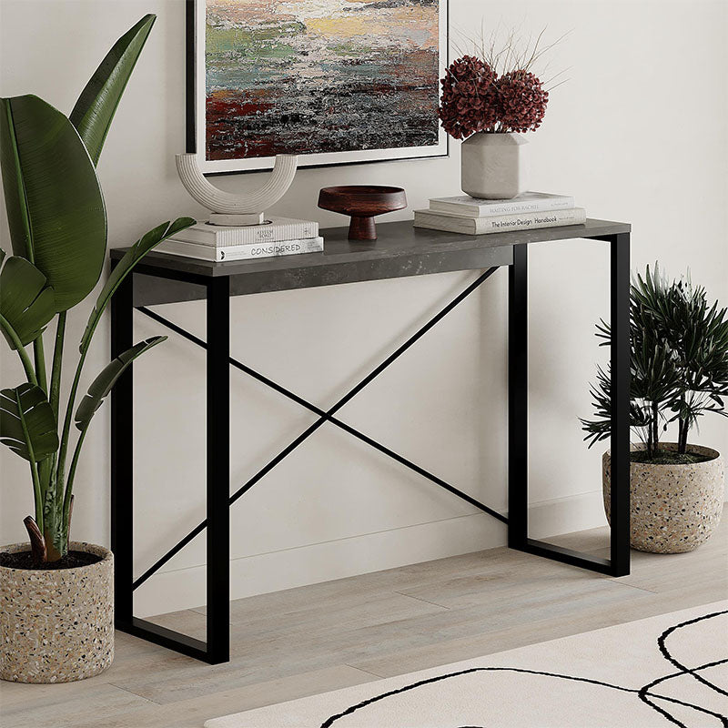 Κονσόλα Archie  χρώμα γκρι ρετρό - μαύρο 110x35x75εκ.