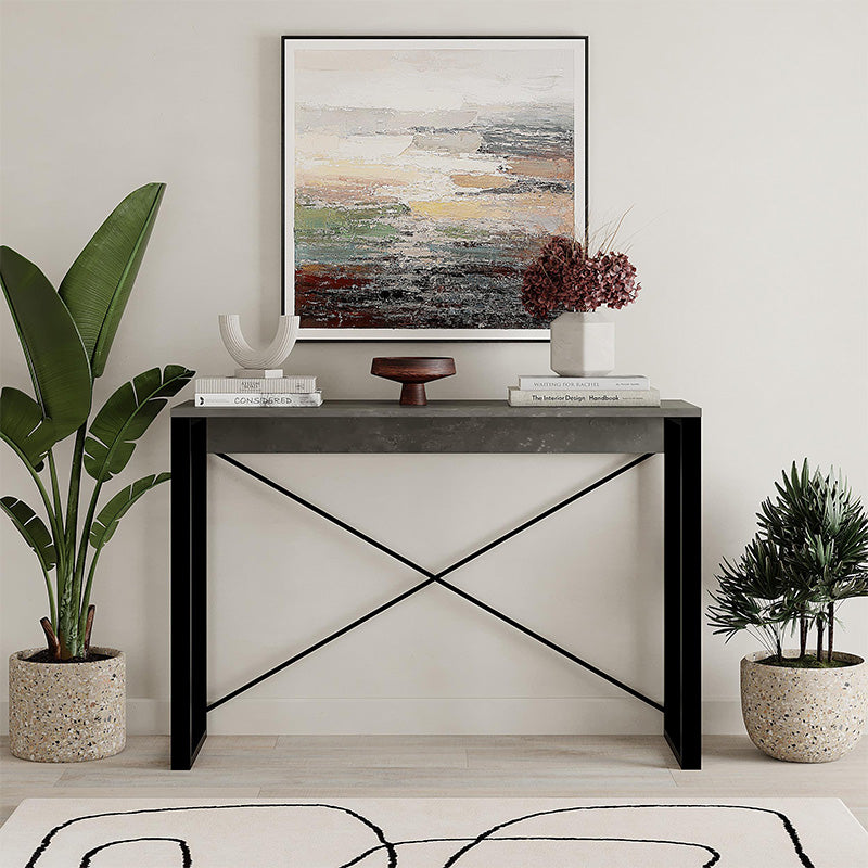Κονσόλα Archie  χρώμα γκρι ρετρό - μαύρο 110x35x75εκ.