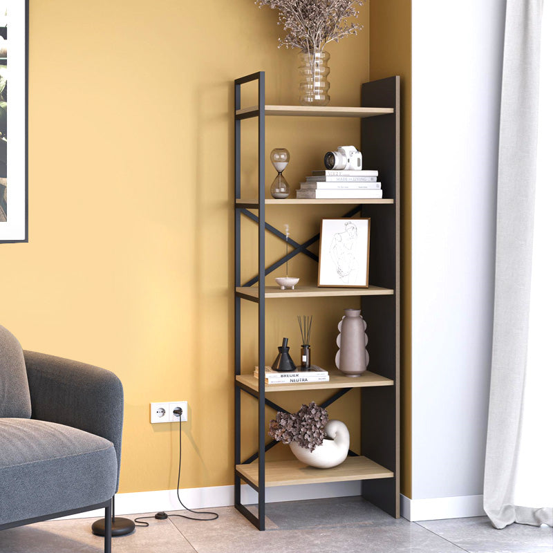 Βιβλιοθήκη Detroit  χρώμα sapphire oak - silky black 58x35,2x175εκ.