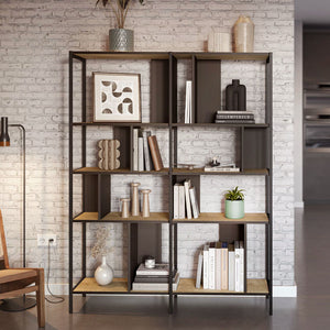 Βιβλιοθήκη Maxi  χρώμα sapphire oak - silky black 144x35x175εκ.