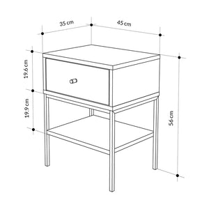Κομοδίνο Lisa  χρώμα saphhire oak 45x35x56εκ.