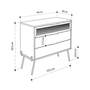 Συρταριέρα Naive  χρώμα sapphire oak 93,1x40x83,1εκ.