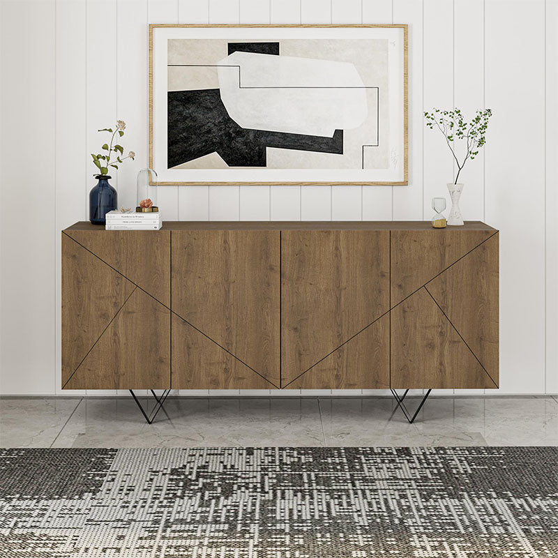 Μπουφές Jakomen  χρώμα ανοιχτό καρυδί 180x41,7x80εκ.