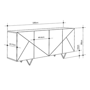 Μπουφές Jakomen  χρώμα ανοιχτό καρυδί 180x41,7x80εκ.