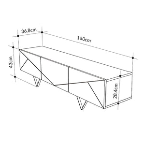 Έπιπλο τηλεόρασης Jakomen  χρώμα ανοιχτό καρυδί 160x36,8x43εκ.
