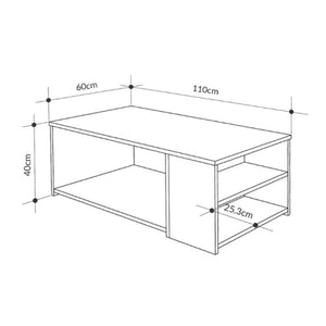 Τραπεζάκι σαλονιού Berg  χρώμα sapphire oak - λευκό 110x60x40εκ.