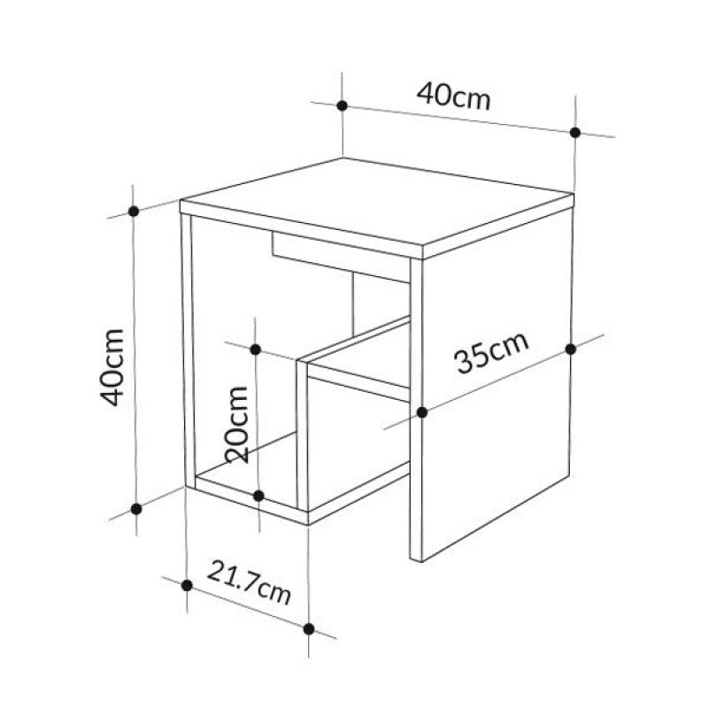 Τραπεζάκι βοηθητικό - Κομοδίνο Bon  χρώμα sapphire oak 40x35x40εκ.