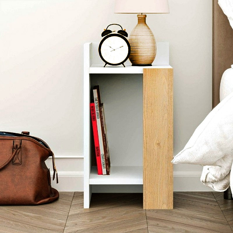 Κομοδίνο Elos  χρώμα λευκό - saphhire oak 30x31,7x55εκ. - Pakobazaar