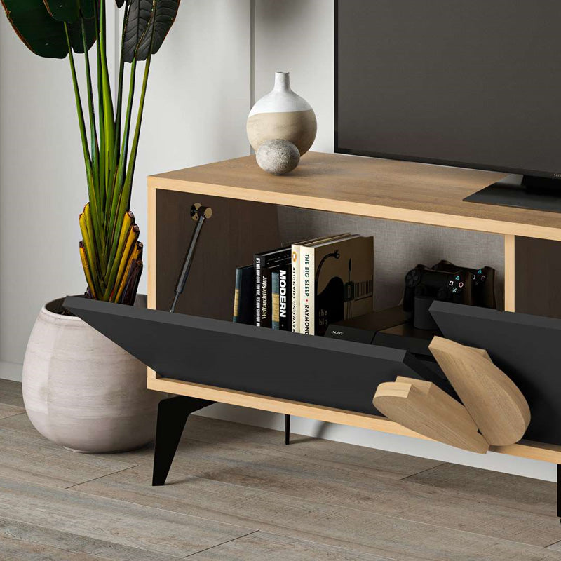 Έπιπλο τηλεόρασης Gora  χρώμα sapphire oak - silky black 140x35,6x51εκ.