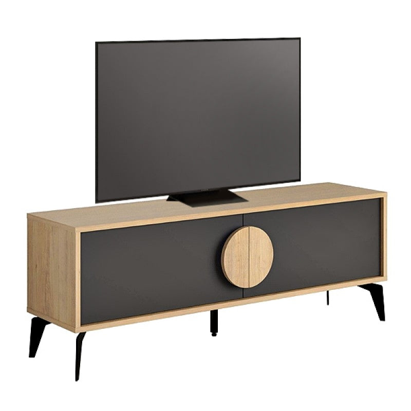 Έπιπλο τηλεόρασης Gora  χρώμα sapphire oak - silky black 140x35,6x51εκ.