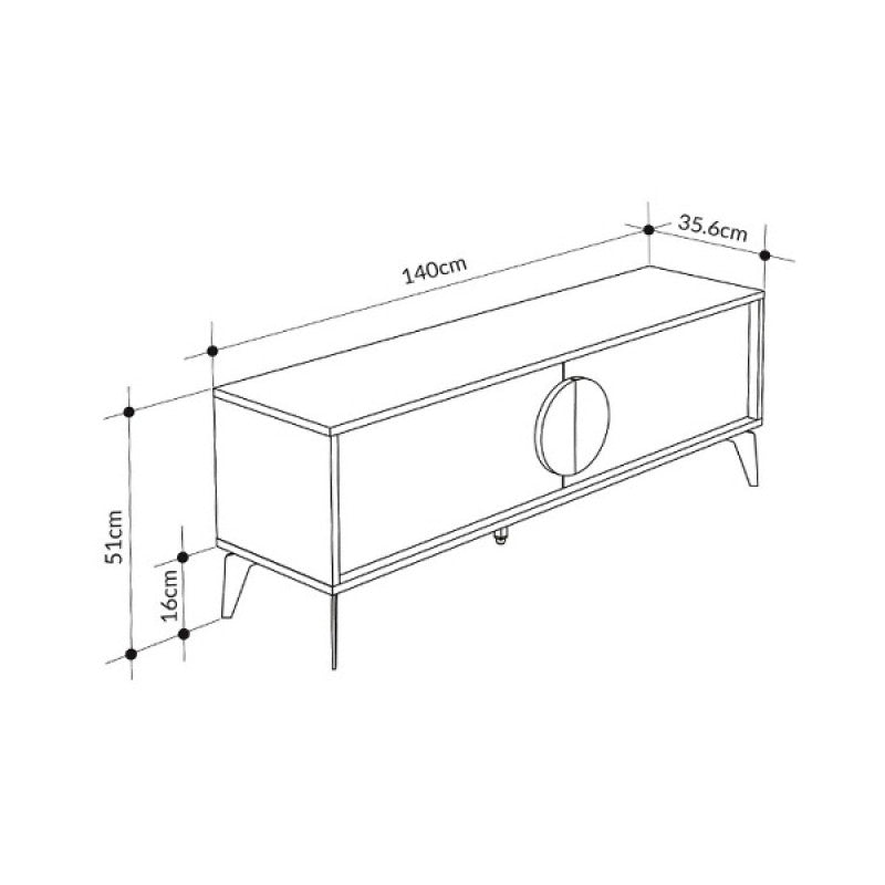 Έπιπλο τηλεόρασης Gora  χρώμα sapphire oak - silky black 140x35,6x51εκ.